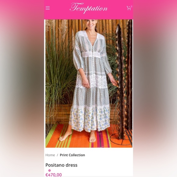 Temptation Positano classic Positano linen blend maxi dress cashmere green - Picture 3 of 8